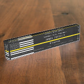 Porte-nom Pour Bureau Ligne jaune mince monogramme d'expéditeur de (Taille)