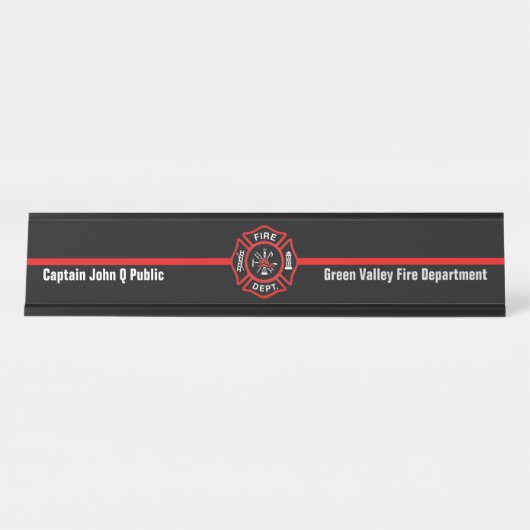 Porte-nom Pour Bureau Ligne rouge mince (Devant)