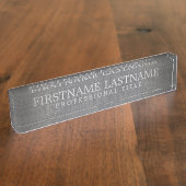 Porte-nom Pour Bureau Lin gris - Nom de base et titre professionnel (Taille)