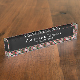 Porte-nom Pour Bureau Lindsay Robe Clan Tartan Plaid Motif