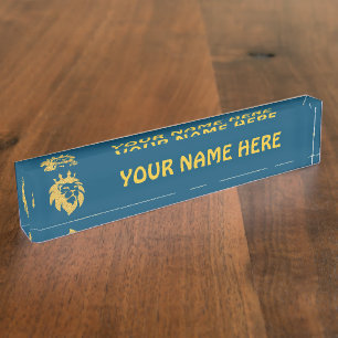 Porte-nom Pour Bureau Lion Avec Couronne - Style Or 1
