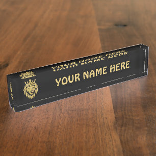 Porte-nom Pour Bureau Lion Avec Couronne - Style Or 3