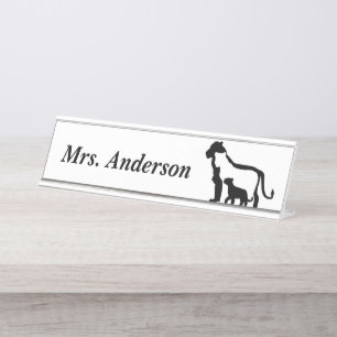 Porte-nom Pour Bureau Lions noirs et blancs