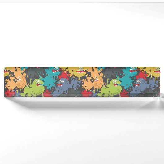 Porte-nom Pour Bureau Little cute funny monsters (Devant)