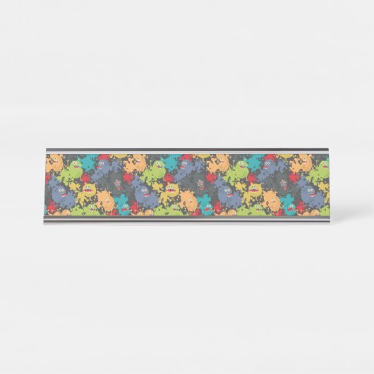 Porte-nom Pour Bureau Little cute funny monsters (Devant)