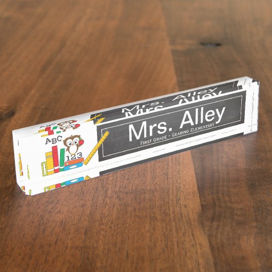 Porte-nom Pour Bureau Little Owl | Plaque de nom de l'enseignant (Taille)