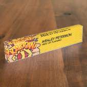 Porte-nom Pour Bureau Livre de bande dessinée rétro KA-POW amusant (Taille)
