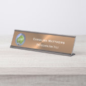 Porte-nom Pour Bureau Logo commercial Cuivre modifiable (Devant)