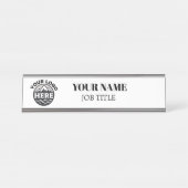 Porte-nom Pour Bureau Logo Costom Simple Business Blanc (Devant)