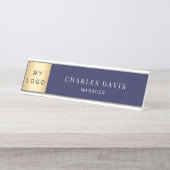 Porte-nom Pour Bureau Logo de bureau bleu marine (Devant)
