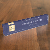 Porte-nom Pour Bureau Logo de bureau bleu marine (Taille)