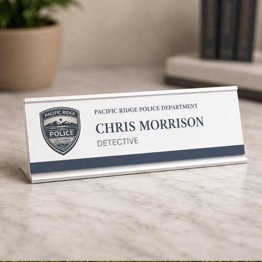 Porte-nom Pour Bureau Logo de détective de police 
