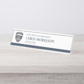 Porte-nom Pour Bureau Logo de détective de police  (Devant)