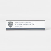 Porte-nom Pour Bureau Logo de détective de police  (Devant)