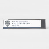 Porte-nom Pour Bureau Logo de détective de police  (Devant)