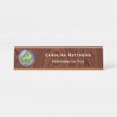 Porte-nom Pour Bureau Logo de l'entreprise Bois changeable (Devant)