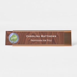 Porte-nom Pour Bureau Logo de l'entreprise Bois changeable