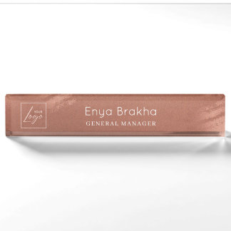 Porte-nom Pour Bureau Logo de société en bronze de luxe écriture élégant