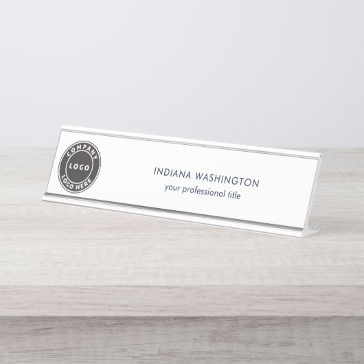 Porte-nom Pour Bureau Logo de société moderne professionnel (Devant)