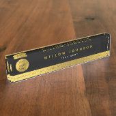 Porte-nom Pour Bureau Logo d'entreprise Black Gold Classy Cadeau exécuti (Taille)