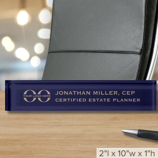 Porte-nom Pour Bureau Logo d'entreprise Marine Blue