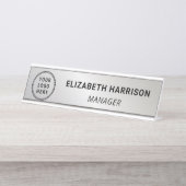 Porte-nom Pour Bureau Logo d'entreprise moderne Silver (Devant)