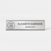 Porte-nom Pour Bureau Logo d'entreprise moderne Silver (Devant)