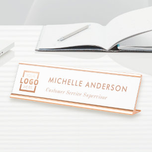 Porte-nom Pour Bureau Logo d'entreprise personnalisé Moderne Boss Rose G