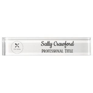 Porte-nom Pour Bureau Logo d'entreprise silhouette de cuillère et de fou