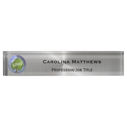 Porte-nom Pour Bureau Logo d'entreprise Silver (Devant)