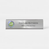 Porte-nom Pour Bureau Logo d'entreprise Silver Changeable (Devant)