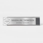 Porte-nom Pour Bureau Logo d'entreprise Silver Metallic (Devant)