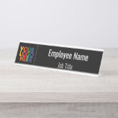 Porte-nom Pour Bureau Logo d'entreprise simple blanc (Devant)