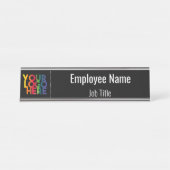 Porte-nom Pour Bureau Logo d'entreprise simple blanc (Devant)