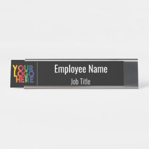 Porte-nom Pour Bureau Logo d'entreprise simple blanc