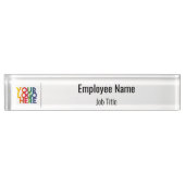 Porte-nom Pour Bureau Logo d'entreprise simple blanc (Devant)