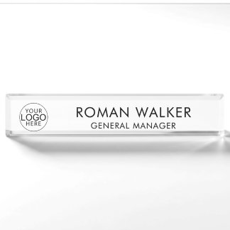 Porte-nom Pour Bureau Logo d'entreprise simple personnalisé