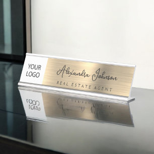 Porte-nom Pour Bureau Logo Executive Gold Professional personnalisé