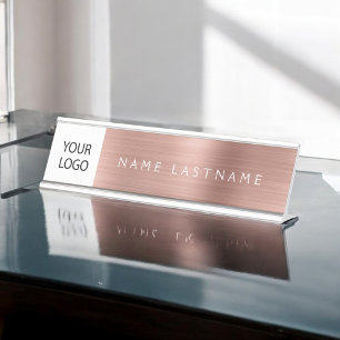 Porte-nom Pour Bureau Logo Executive Rose Gold Professional