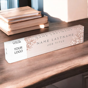 Porte-nom Pour Bureau Logo Executive Rose Gold Professional