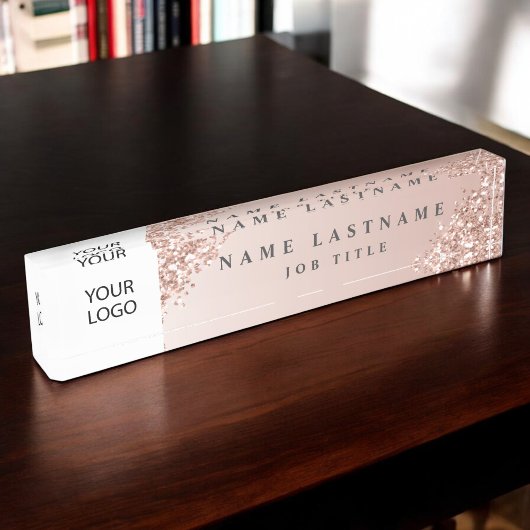 Porte-nom Pour Bureau Logo Executive Rose Gold Professional