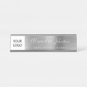 Porte-nom Pour Bureau Logo Executive Silver Professional (Devant)