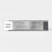 Porte-nom Pour Bureau Logo Executive Silver Professional (Devant)