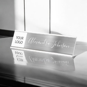 Porte-nom Pour Bureau Logo Executive Silver Professional