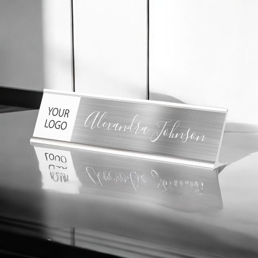 Porte-nom Pour Bureau Logo Executive Silver Professional