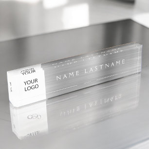 Porte-nom Pour Bureau Logo Executive Silver Professional