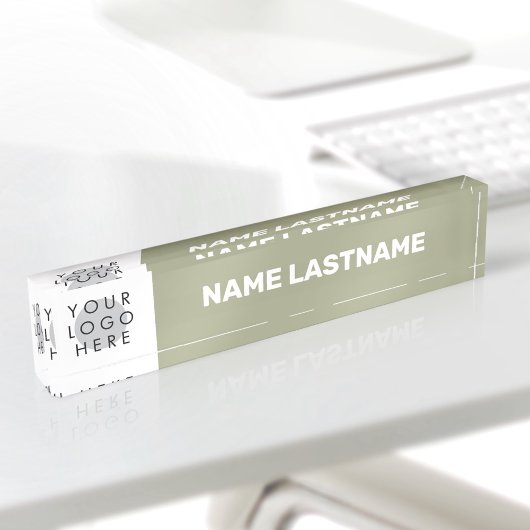 Porte-nom Pour Bureau Logo Moderne Simple Vert Sauge Nom