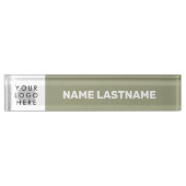 Porte-nom Pour Bureau Logo Moderne Simple Vert Sauge Nom (Devant)