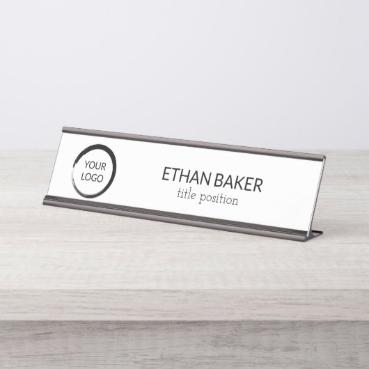 Porte-nom Pour Bureau Logo noir simple (Devant)