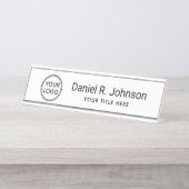 Porte-nom Pour Bureau Logo personnalisé blanc simple (Devant)